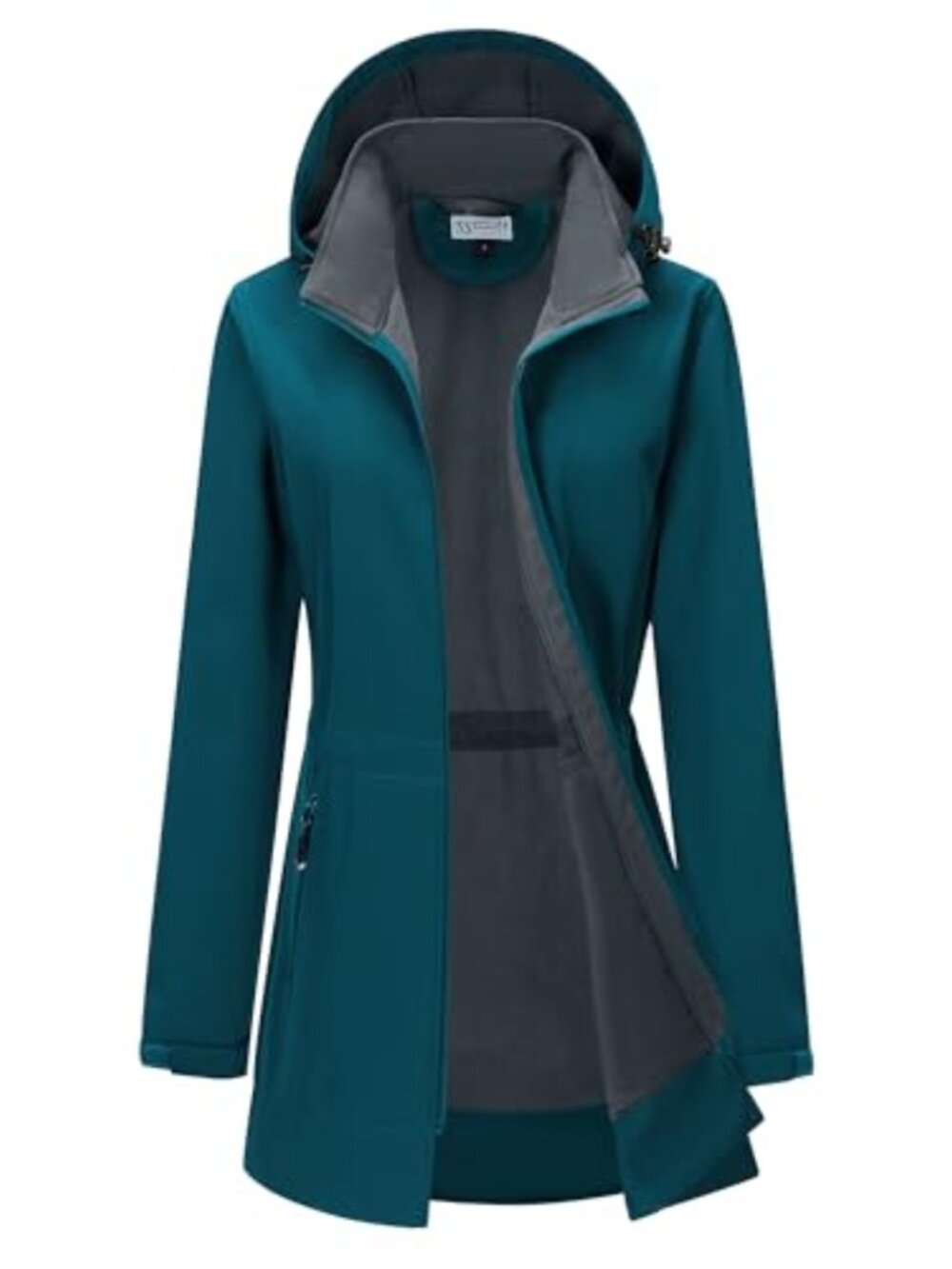 Women's Waterproof Softshell Long Rain Jacket Fleece Lined Windproof